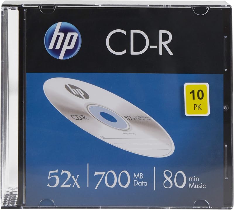 HP CD-R Blank Discs 52x Speed 80 Min 700MB 10 Pack Slim Jewel Cases