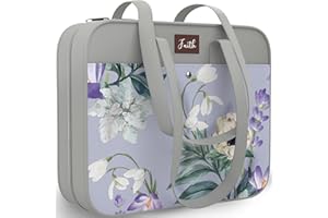DEHITE Bible Covers for Women Large Size Bible Case Tote Bags 11.8 X 10 X 4.1 Inches - | Zippered Pocket | Pen Slots | Shoulder Strap | Floral Design |- XXL Grey Chaurch Christian Gifts for Women