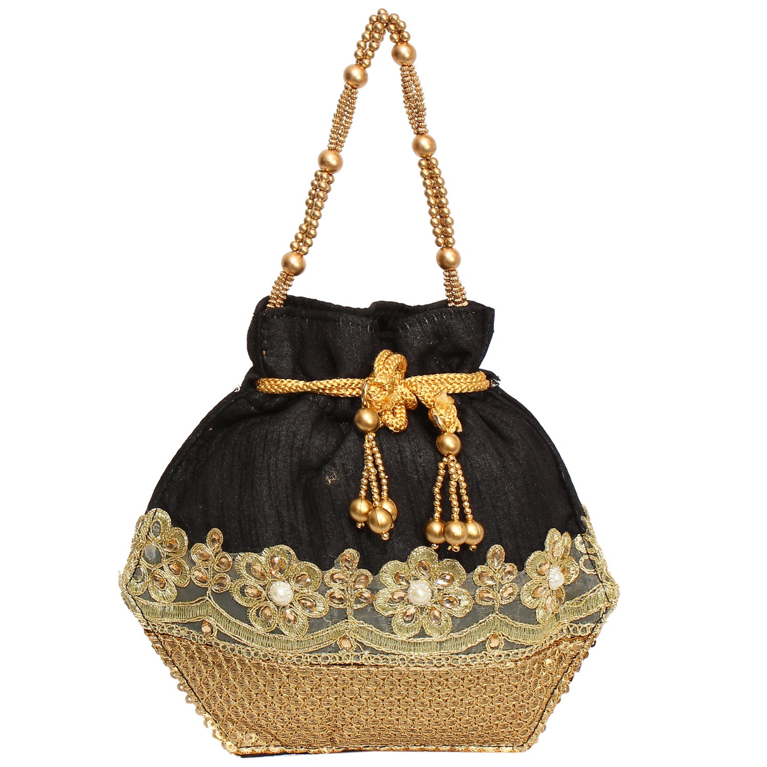 bagaholics ethnic clutch silk potli batwa pouch bag with metal beadwork gift for women