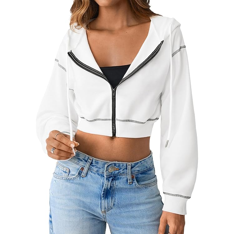 Cute Cropped Zip Up Hoodies For Teen Girls Fall y2k Clothes