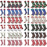 60 Pairs Christmas Socks in Bulk for Women Men, Cotton Colorful Christmas Crew Socks Novelty Funny Fancy Xmas Socks Pack