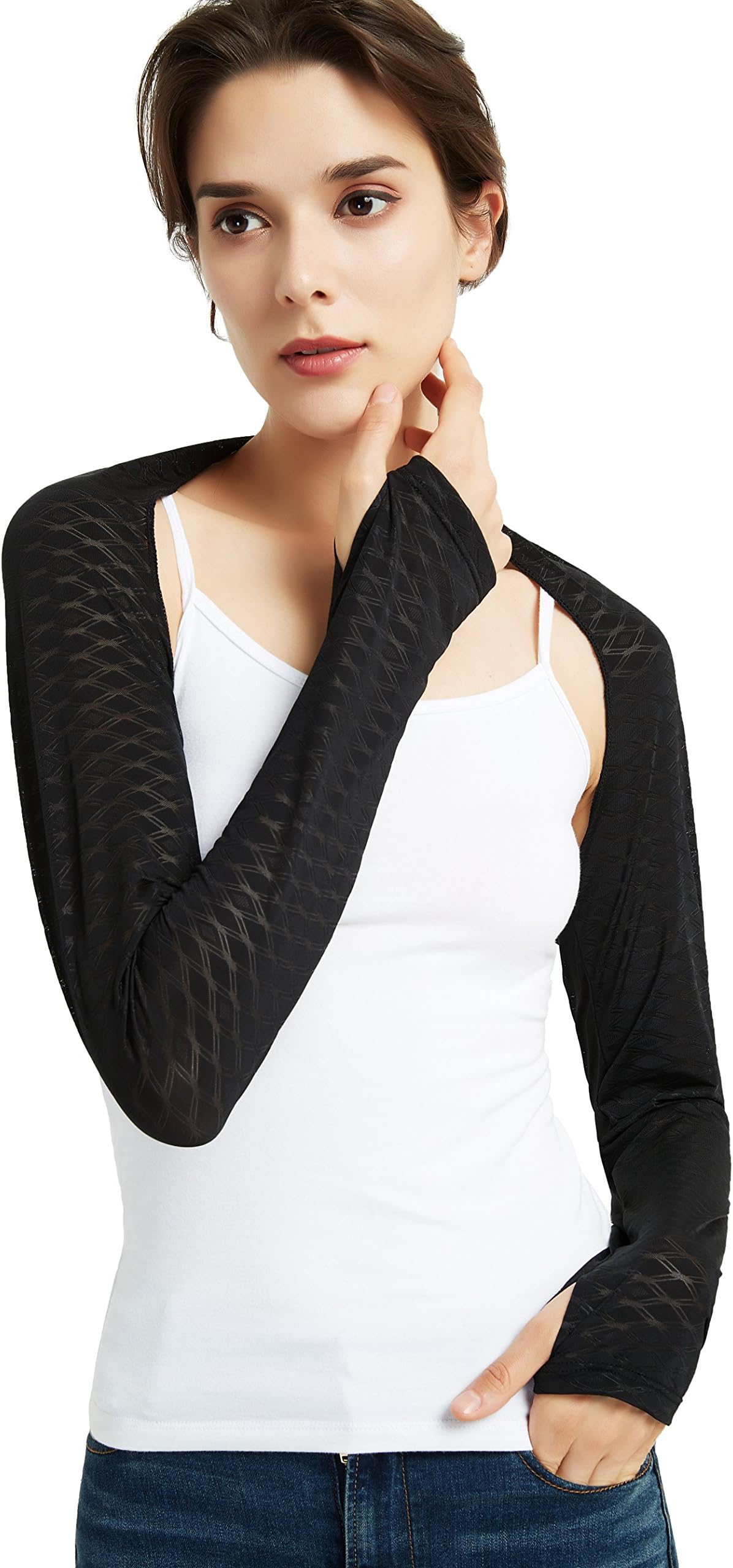 Women’s Arm Sleeve Shrug Sun Protection Anti-UV Cooling Shawl for Riding,Golfing and Driving