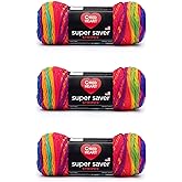 RED HEART Super Saver 3-Pack yarn, FAVORITE STRIPE 3 Pack | #4 Medium Worsted Weight Acrylic Soft Yarn for Blankets, Beanies, Amigurumi, and Beginner Projects, 236 yards, 141g/7oz