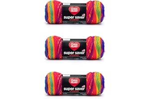 Red Heart Super Saver Favorite Stripe, 3 Pack of 5oz/142g-Acrylic-#4 Medium-236 Yards, Knitting/Crochet