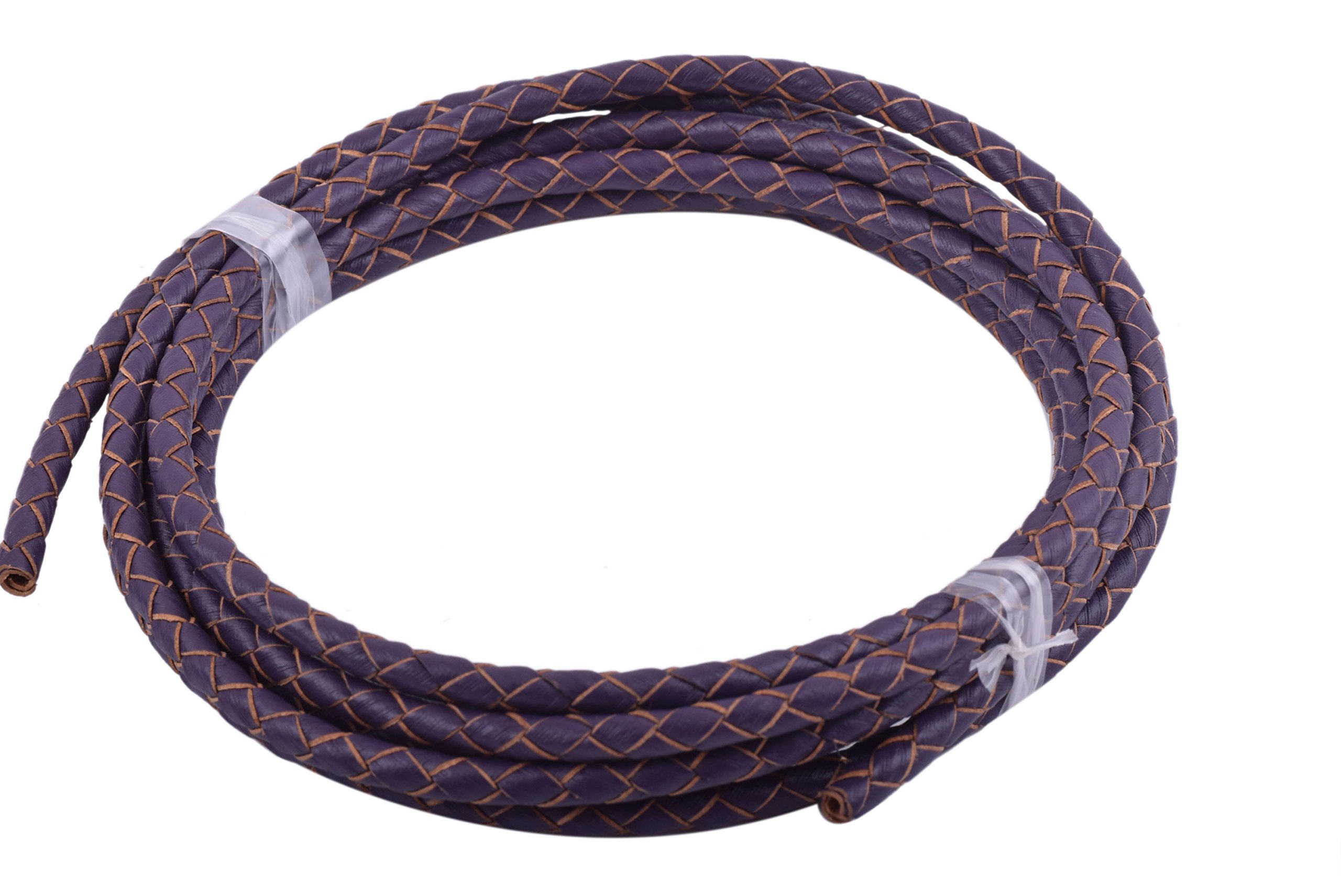 KONMAY 1.8Meters 4.0mm Purple Genuine Leather Braided Bolo Leather Cord…