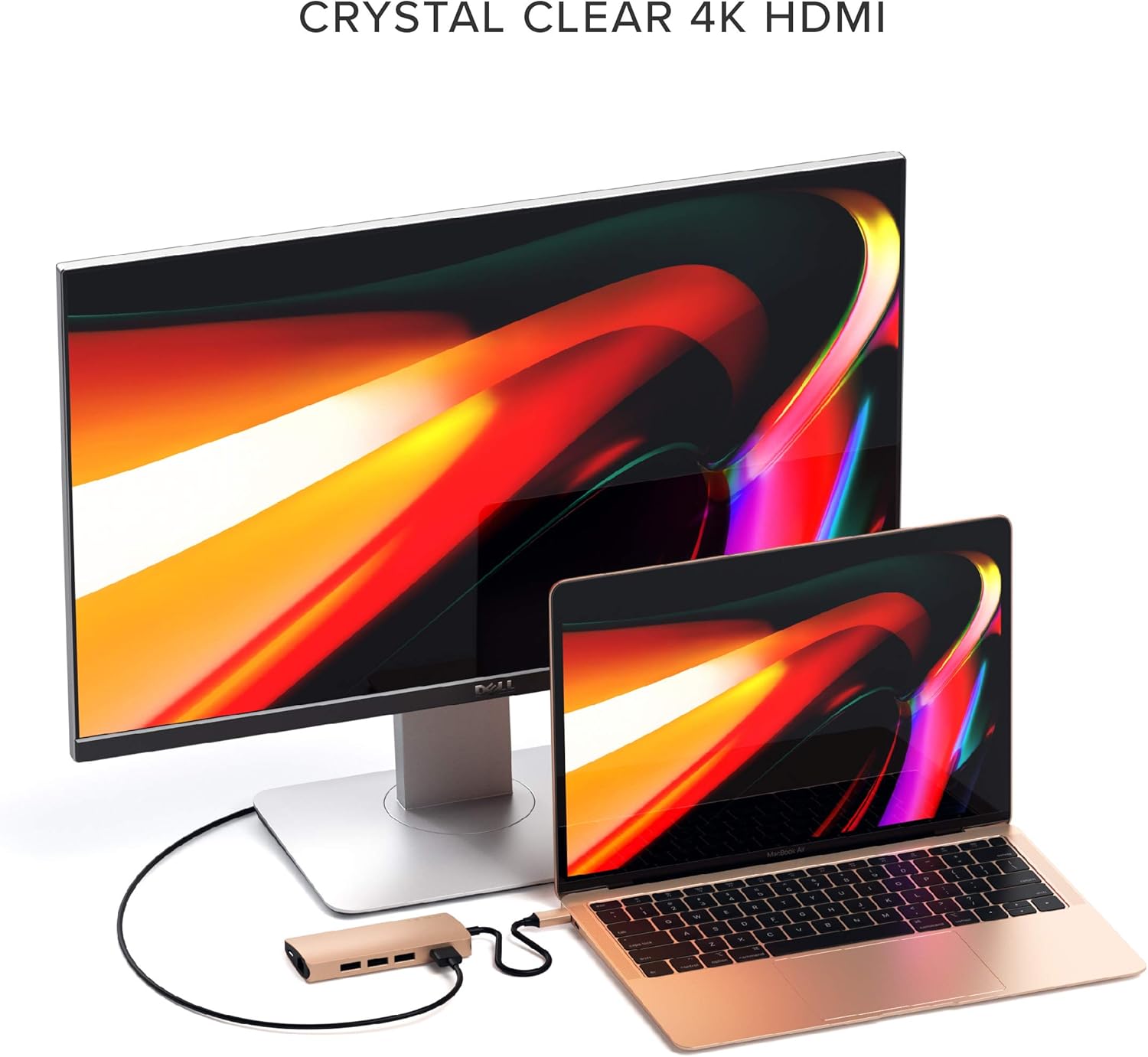 Satechi Aluminum Multi-Port Adapter V2-4K HDMI (30Hz), Gigabit Ethernet, USB-C Pass-Through, SD/Micro Card Readers, USB 3.0 - Compatible with 2020 MacBook Pro, 2020/2018 MacBook Air (Gold): Electronics