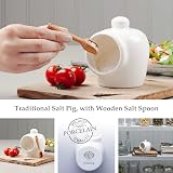WM Bartleet & Sons 1750 Small Porcelain Salt Pot with Wooden Spoon 9cm view 2