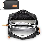 Tech Bag Organizer - Small Electronics Organizer Pouch for Travel - Premium Travel Case with Leather Accents - Mesh Pocket fo