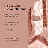Kitsch XL Microfiber Hair Towel Wrap Terracotta Checkered 40x24 in view 6