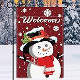 Lemicin Christmas Garden Flag Welcome Snowman Snowflake Winter Garden Flags 12x18 Inch Double Sided Yard Flag for Christmas Winter Holiday Vacation Xmas Yard Outside Decoration