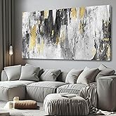 SOUGUAN Canvas Wall Art Gold Abstract Art Living Room Decor 30"x 60" Black and Grey Artwork Office Decor Large Paintings for Bedroom Home Decoration