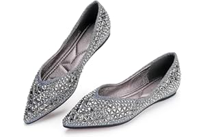 LIYUHANJIALU Flats Shoes Women Rhinestone Pointed Head Ballet Flats Comfortable Soft Memory Foam Insole Flat Shoes for Women Comfortable Dress Shoes