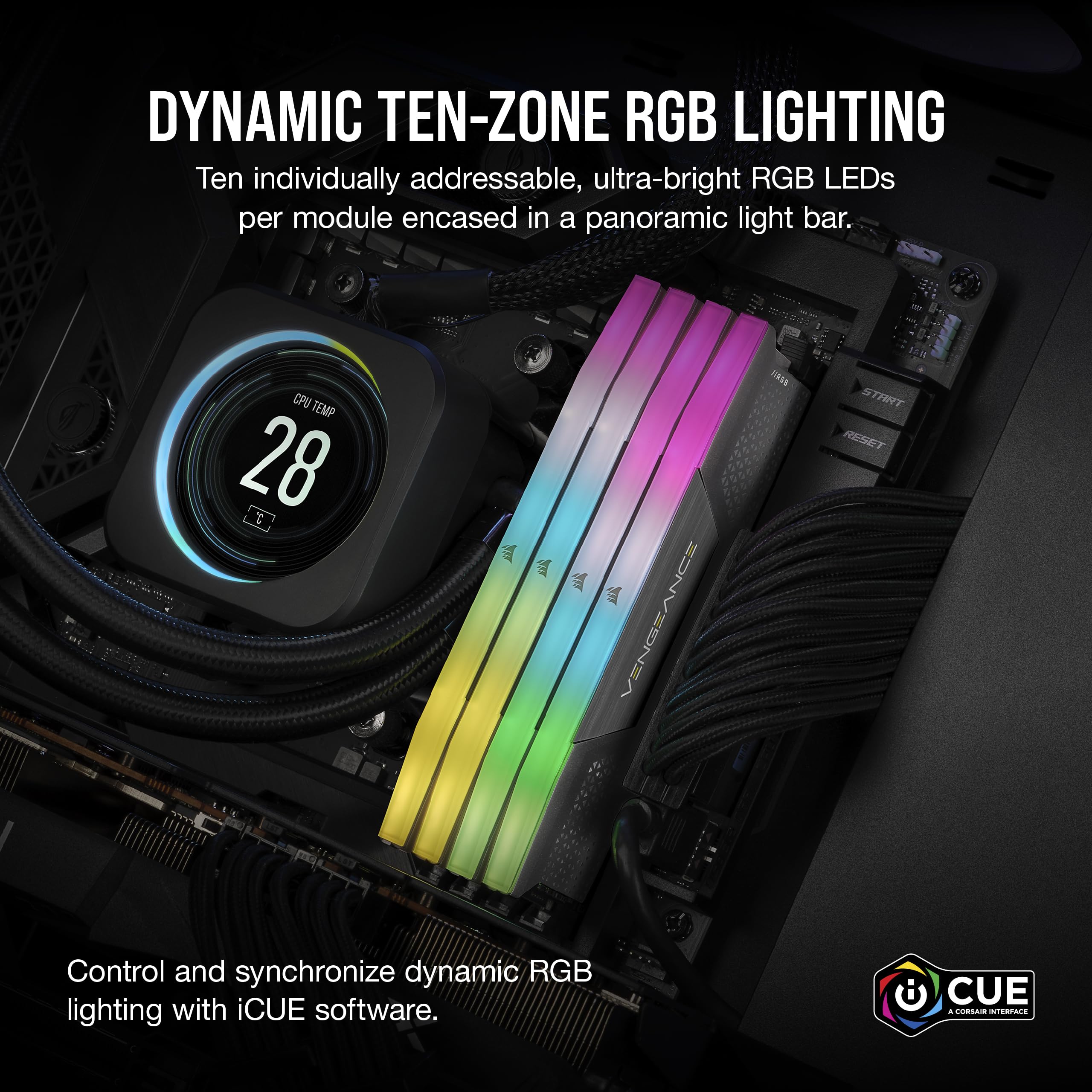 Corsair Vengeance RGB DDR5 RAM 64GB (2x32GB) 6000MHz CL38-44-44-96 1.35V AMD Expo Intel XMP 3.0 Desktop Computer Memory – Gray (CMH64GX5M2B6000Z38)