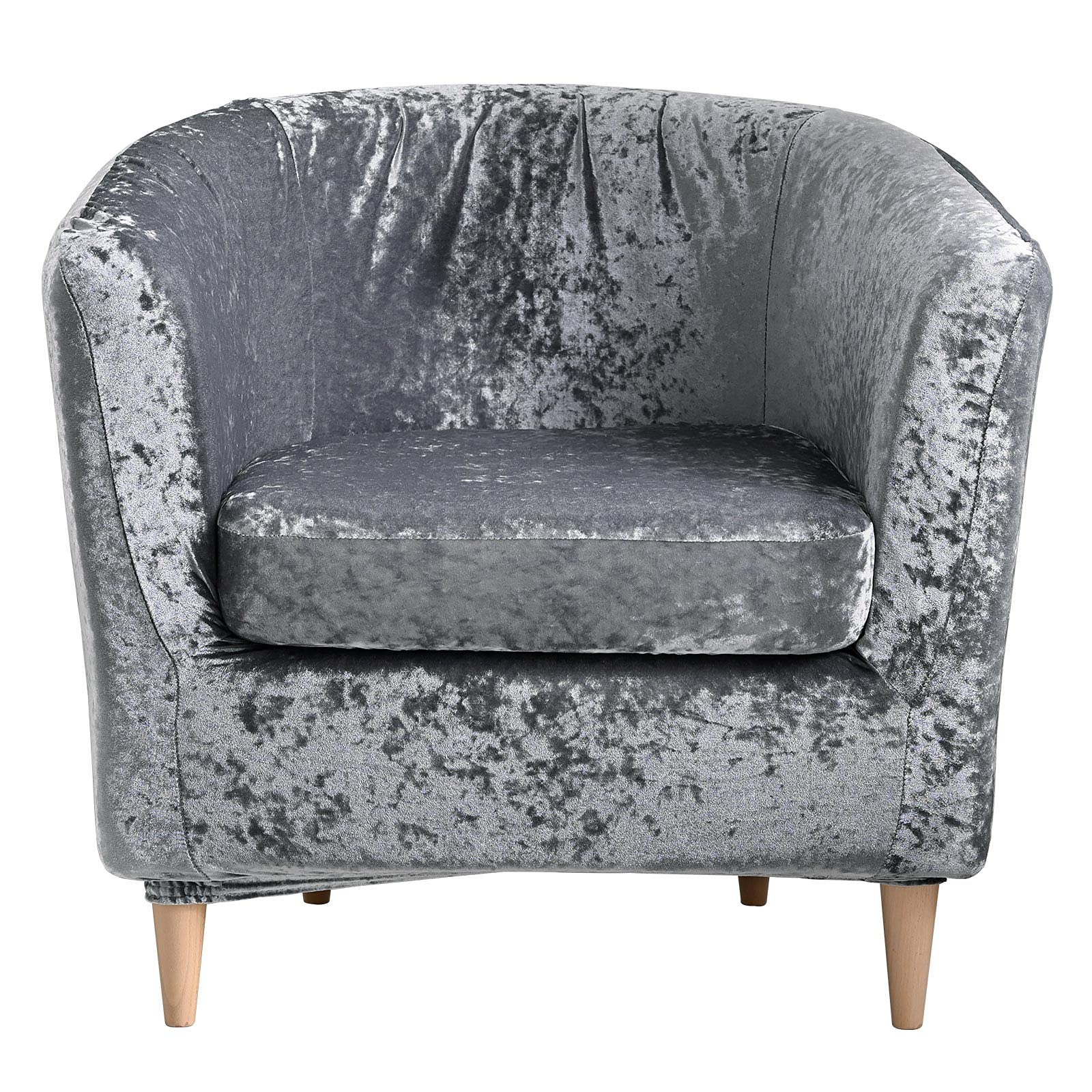 Mingfuxin Crushed Velvet Tub Chair Covers, 2 Pieces Armchair Sofa Slipcovers with Cushion Cover, High Stretch Soft Tub Sofa Covers Furniture Protector for Bar Counter Living Room (Dark Gray)