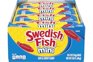 SWEDISH FISH Mini Soft & Chewy Candy, Bulk Candy, 24 - 2 oz Bags