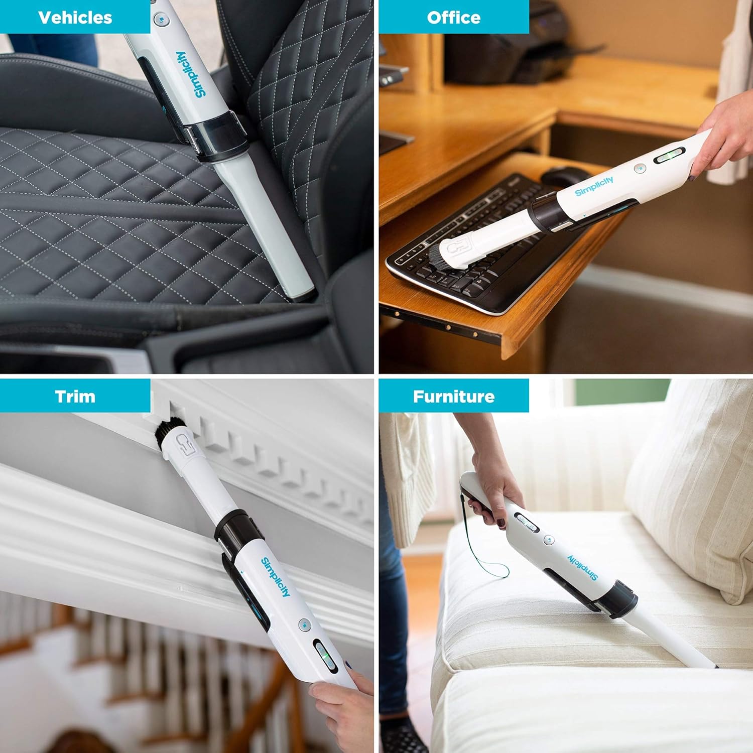 Cordless Handheld Vacuum by Simplicity, S5 Mini Vacuum with Extendable Dust Cup, Desk Vacuum, 2 Speeds -