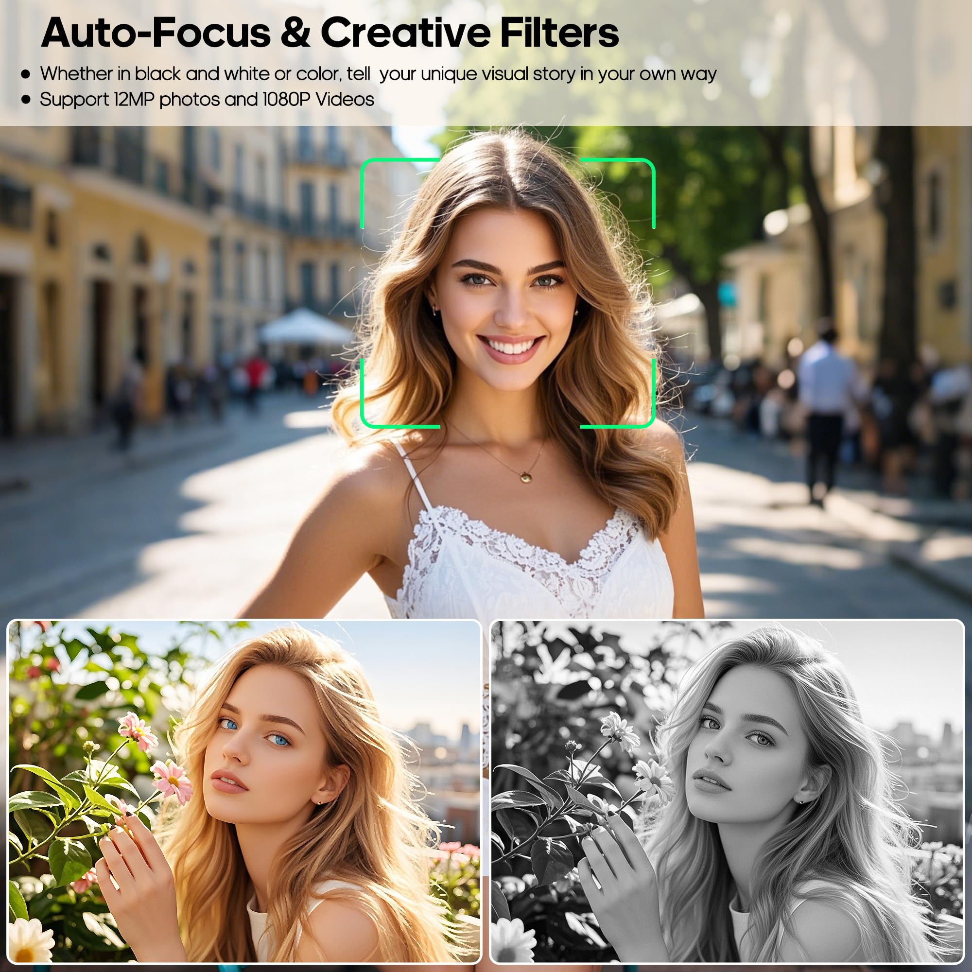 CHUZHAO Mini Retro Digital Camera - Vintage TLR Style Point and Shoot Auto Focus Vlogging Camera, Compact & Portable, 16GB Card Included, Ideal for Beginners, Teens, and Adults