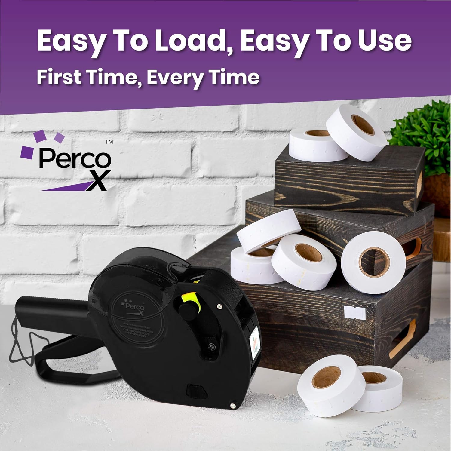 Perco X 1 Line Price Gun Kit - 1 Line Label Gun with 9000 White Blank Labels, and an Extra Inker : Office Products