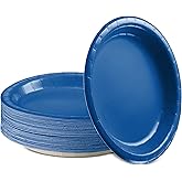 Amcrate Disposable Paper Plates Royal Blue, 7 Inch Paper Dessert Plates, Strong and Sturdy Disposable Plate for Party, Dinner, Holiday, Picnic, or Travel Party Plate, Pack of 50