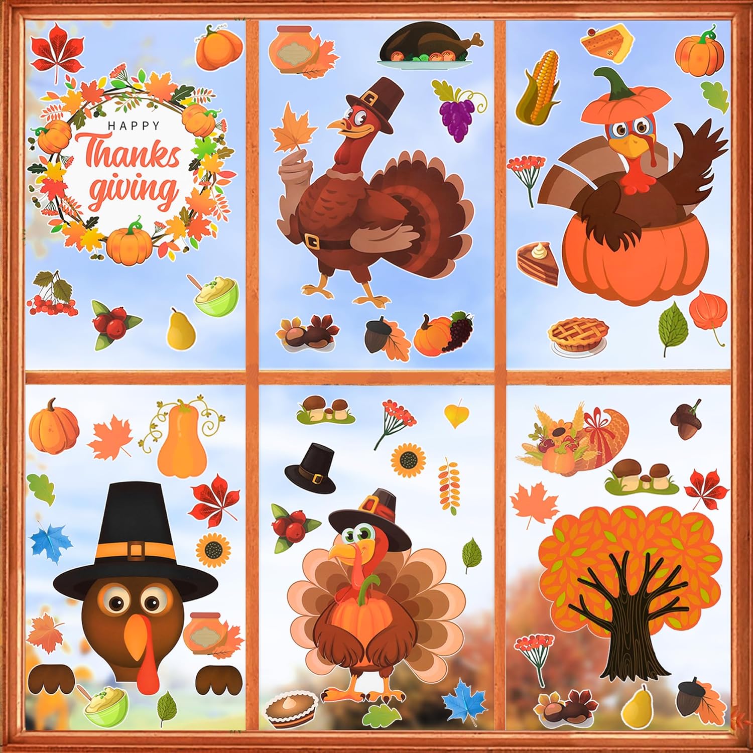 Window Treatments - KatchOn, Thanksgiving Window Clings for Glass Windows - 209 Pieces | Holiday Window Clings, Fall Window Clings | Thanksgiving Decorations, Thanksgiving Window Decorations | Fall Stickers for Windows