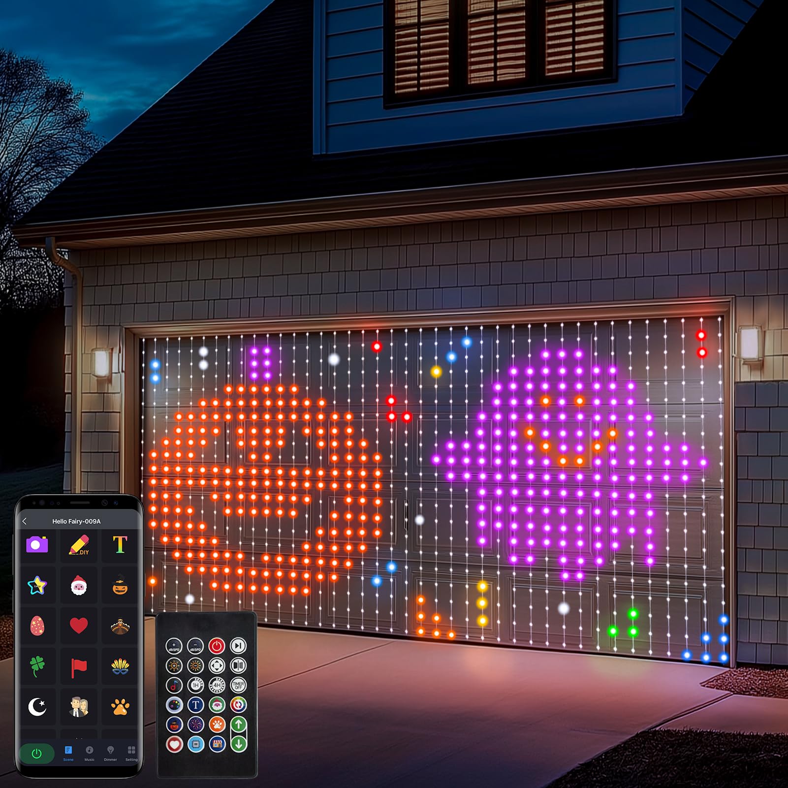 Photo 1 of Smart Curtain Lights 20Ft x 10Ft, 800 LED Curtain String Lights with App Remote Color Changing Window Fairy Light Music Sync Dynamic DIY for Indoor Outdoor Backdrop Wall Decor
