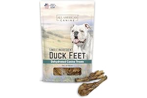 All American Canine 10 Natural Duck Feet Dog Treats– Single Ingredient, Dehydrated & Digestible – Crunchy, Low-Fat, High-Protein Chew for Joint Support & Dental Health – Made in USA