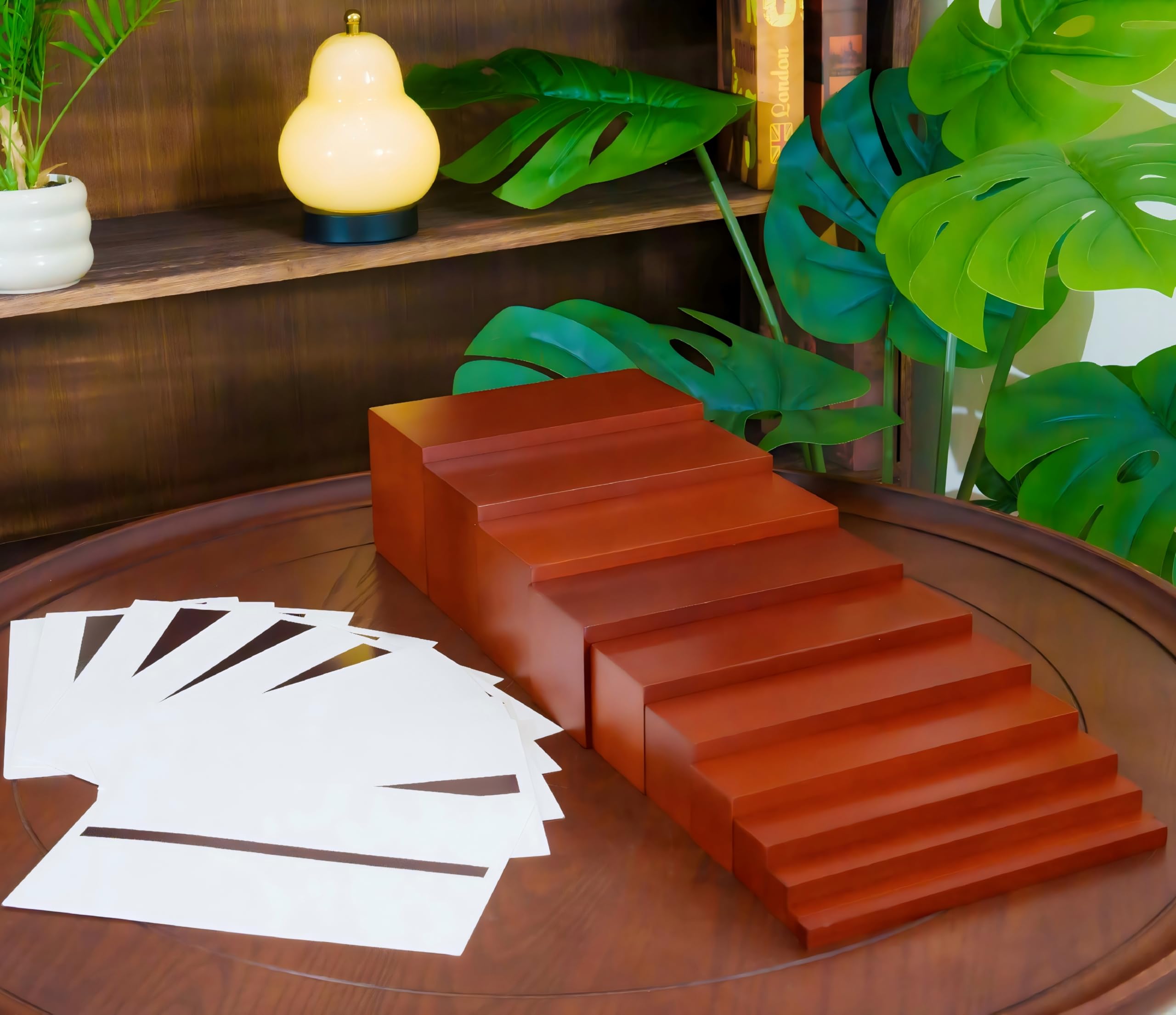 Photo 1 of penepico Premium Montessori Brown Stair Pattern Cards 7.9in| 10 Visual Matching & Projection Cards for Broad Stair, Sensorial & Math Toys, Toddler Learning Tools Ages 3-6, Homeschool & Classroom
