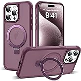SKYLMW Compatible with iPhone 15 Pro Max Case with Invisible Magnetic O-Ring Stand Military-Grade Translucent Case for iPhone 15 ProMax 6.7" [Compatible with Mag-Safe][Great Grip Feeling], Wine Red
