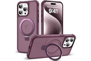 SKYLMW Compatible with iPhone 15 Pro Max Case with Invisible Magnetic O-Ring Stand Military-Grade Translucent Case for iPhone 15 ProMax 6.7" [Compatible with Mag-Safe][Great Grip Feeling], Wine Red