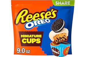 REESE'S OREO Miniatures Milk Chocolate and White Creme Peanut Butter Cups, Candy Share Pack, 9 oz