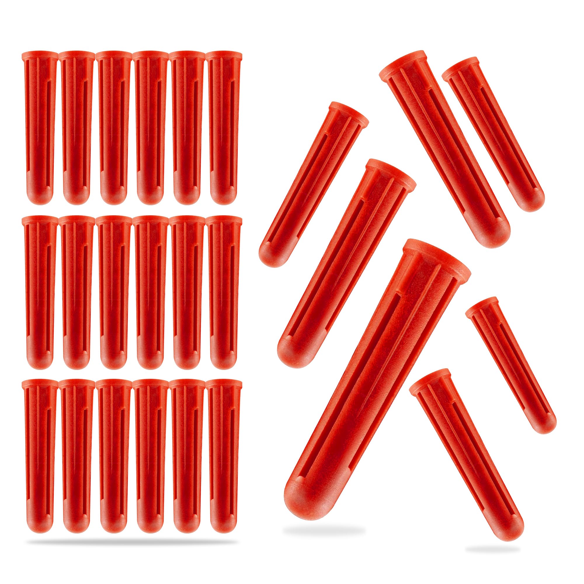 60 Red Rawl Plugs Screw Fixing Wall Expansion Raw Plugs Brick Stone Concrete