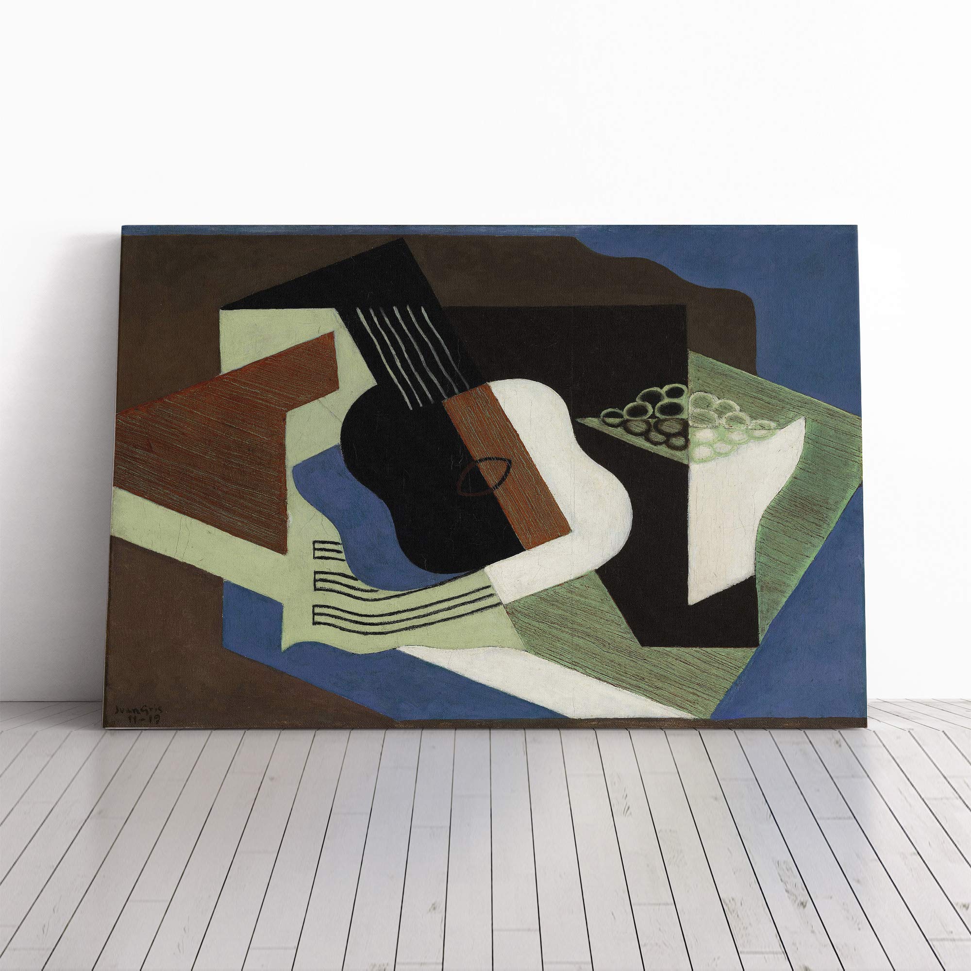 Juan Gris Guitar (2) Canvas Print | Gallery Wrapped 30mm Frame Wall Art | 20x14 inches | Ready to Hang | Modern Music Picture | Living Room Bedroom Lounge Office