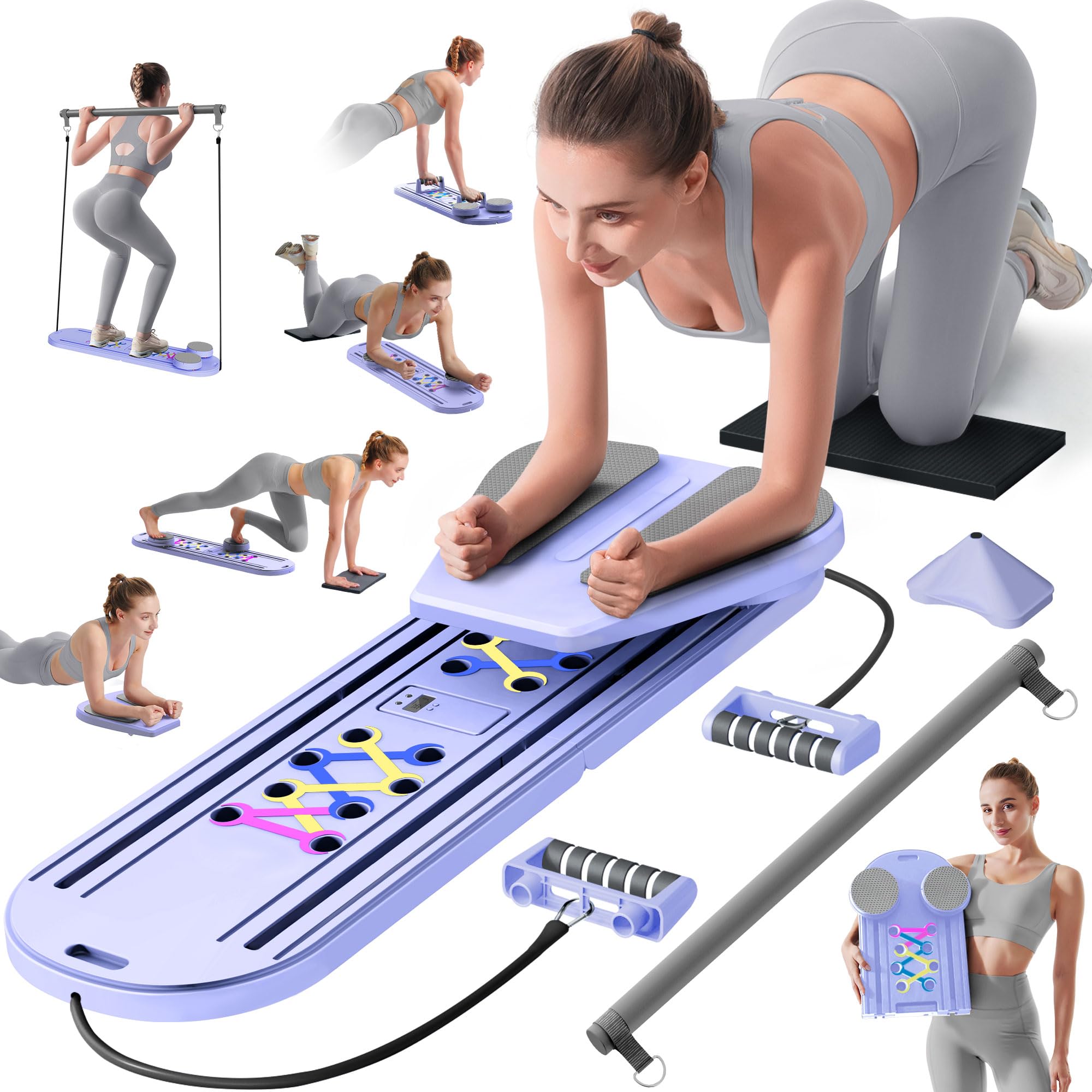 Photo 1 of Pilates Board, Pilates Reformer Set, 15-in-1 Foldable Portable Pilates Reformer Board for Women, 2025 Multifunctional Abdominal Board for Home Office Workout
