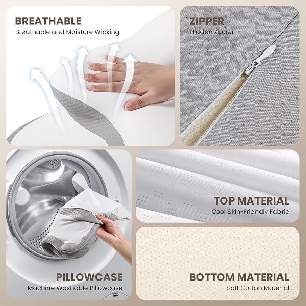 JINXIA CERVICAL NECK PILLOW FOR SLEEPING, ODORLESS MEMORY FOAM PILLOWS & SOFT SILK COVER, ERGONOMIC ORTHOPEDIC PILLOW FOR SIDE BACK STOMACH SLEEPERS, NECK AND SHOULDER PAIN RELIEF, WHITE AND GRAY