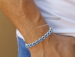 Light Blue Pearl Bracelet for Women Men's Gifts