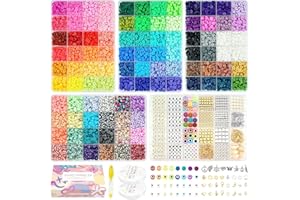 VELAVIOR Bracelet Making Kit Clay Beads, 16000pcs 96 Colors Polymer Heishi Beads Bulk Set with Letter Friendship Bracelet Beads Charms Elastic Strings for Girls DIY Arts and Crafts Kids Jewelry Making Gifts