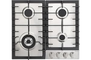 RANGAIRE RCG241S 24" Cooktop, 4 Sealed Burners 36600BTU Built Stove Top NG/LPG Convertible, Dual Fuel Gas Hob, Stainless Steel