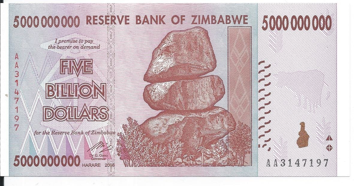 Beverly Oaks Zimbabwe 2008 5,000,000,000 Dollars