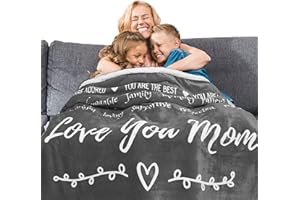 FILO ESTILO Mom Gifts for Birthday, Mothers Day Throw Blanket from Daughter or Son, Thoughtful, Unique, Quality Presents to Say Love You, 60x50 Inches (Grey, Sherpa)