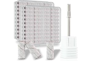 Rolokit 160Pcs Small Sanding Bands for Nails Drill, Fine Nail Sanding Bands Set with 3.1mm Mini Mandrel Nail Bit, 180 Grit Nail Sanding File for Acrylic Nail Prep Polishing Manicure Pedicure, Zebra