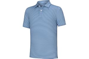 Willit Boys' Golf Polo Shirts Short Sleeve Striped Performance Youth Athletic Shirts Kids Quick Dry Polos