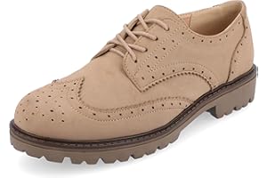 Journee Collection Womens Tru Comfort Foam Claudiya Lug Outsole Almond Toe Oxford Flats