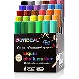 GOTIDEAL Liquid Chalk Markers, 30 colors Premium Window Chalkboard Neon Pens, Including 4 Metallic Colors, Painting and Drawi