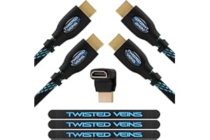 Twisted Veins HDMI Cable 30 ft, 2-Pack, Premium HDMI Cord Type High Speed with Ethernet, Supports HDMI 2.0b 4K 60hz HDR Excep