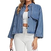 Kedera Women Denim Jacket Trench Coat Casual Button Down Long Sleeve Trendy Jean Coats with Pockets