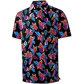 ZITY Mens Golf Shirts Short Sleeve Print Patterns Performance Moisture Wicking Polo Shirt