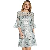 Adrianna Papell Womens Embroidered Sequin Cocktail