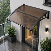 VEVOR Awnings for Door Entrance 38" x 40" Window Awning Canopy Exterior | For Window Patio Balcony Porch, Polycarbonate Cover with Drainage &amp; ABS Bracket for Sun, UV, Rain, Snow Protection (Brown)