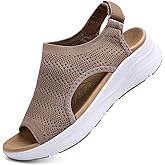 YESWIN Women Arch Support Orthotic Walking Sandals Open Toe Adjustable Ankle Strap