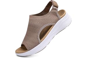 YESWIN Women Arch Support Orthotic Walking Sandals Open Toe Adjustable Ankle Strap